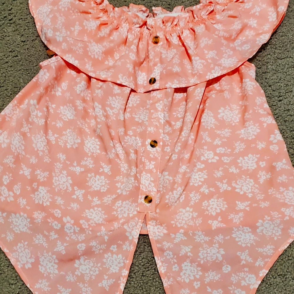 Floral over shoulder shirt